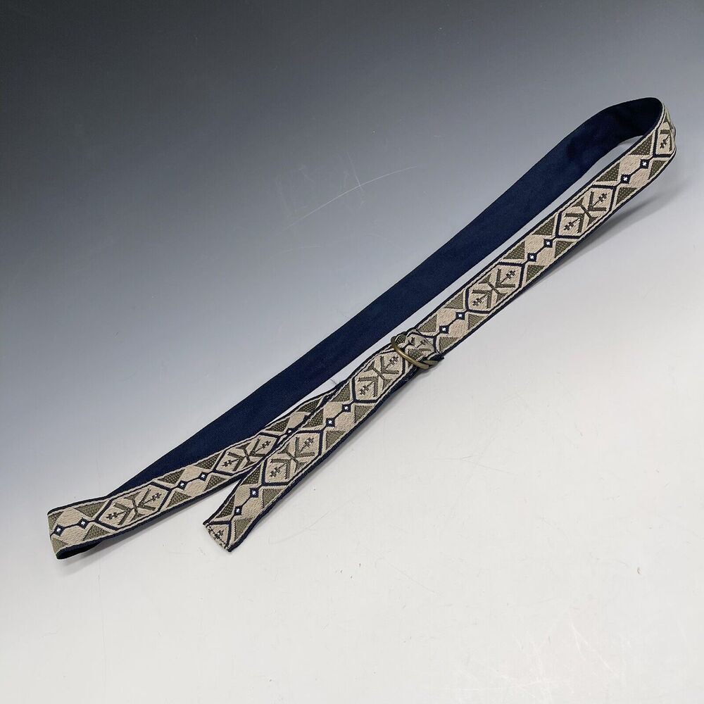 Vintage Cloth Belt Women's Size 14 Navy Blue Aztec‎